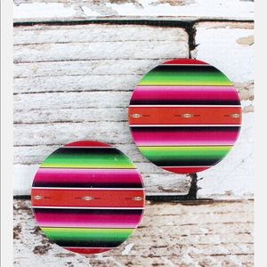 Serape ceramic car coasters